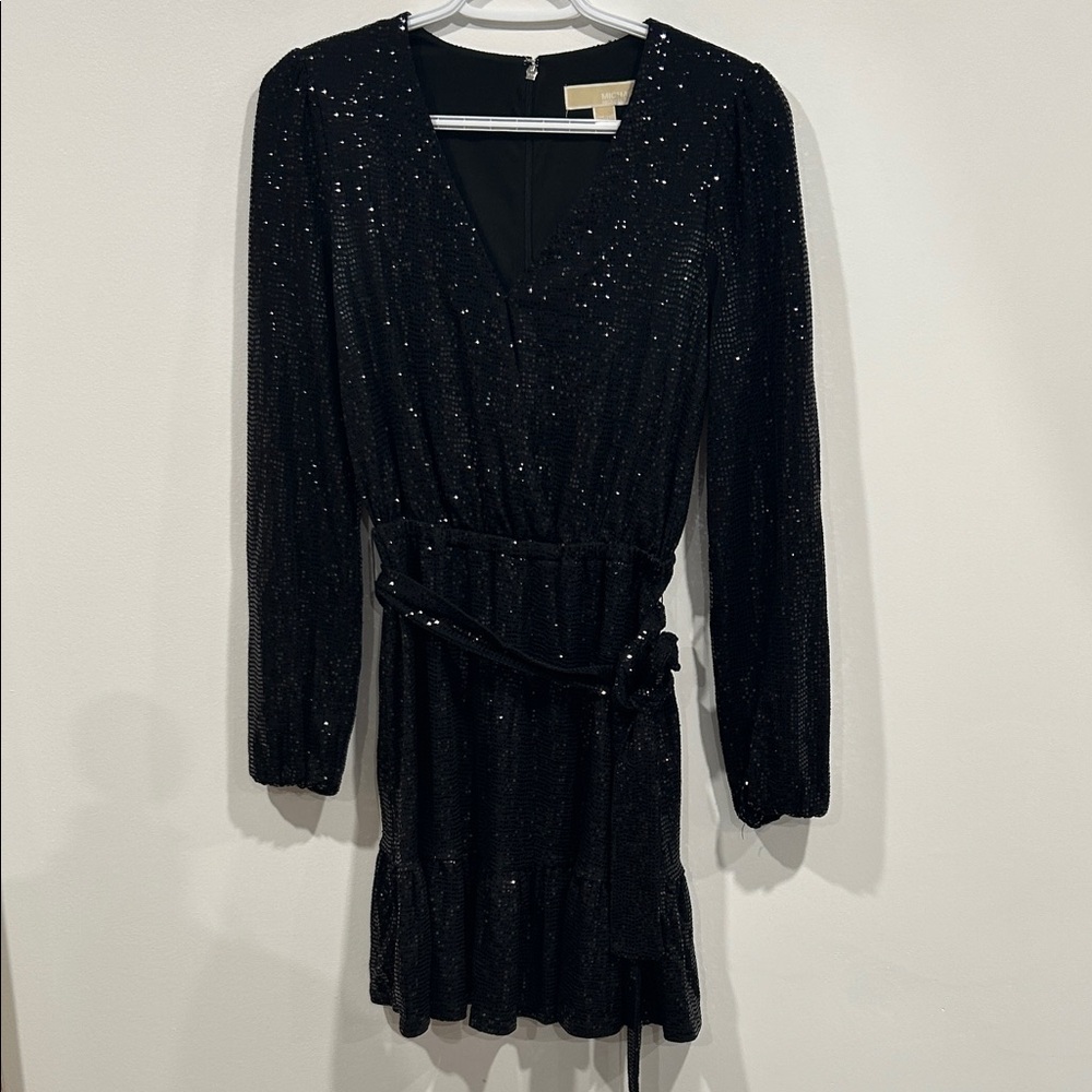 Michael Kors Party Dress Black Long Sleeve Dress * sparkles worn off on armpits*